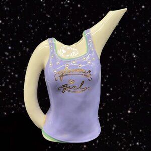 Diane Artware Happy Clothes Glamour Gurl Teapot Whimsical Ceramic Jeweled 7.5”T